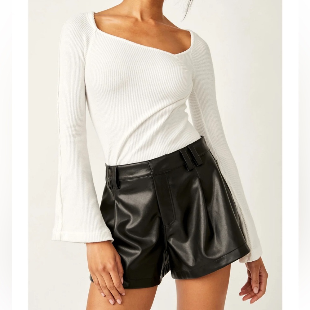 Free People Ribbed On A Cloud Long Sleeve  Ivory Bodysuit  Size S